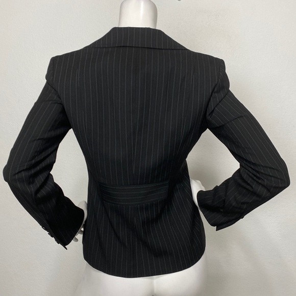 Semantiks Black/White 3 Button Striped Long Sleeve Lapel Blazer Jacket Size 4P - Picture 2 of 8